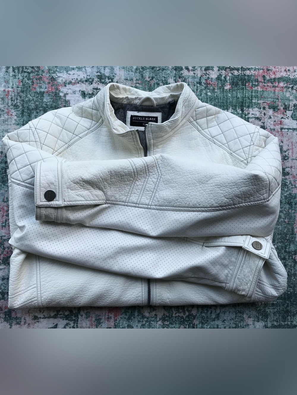 Buckle Black- White Quilted Leather Jacket